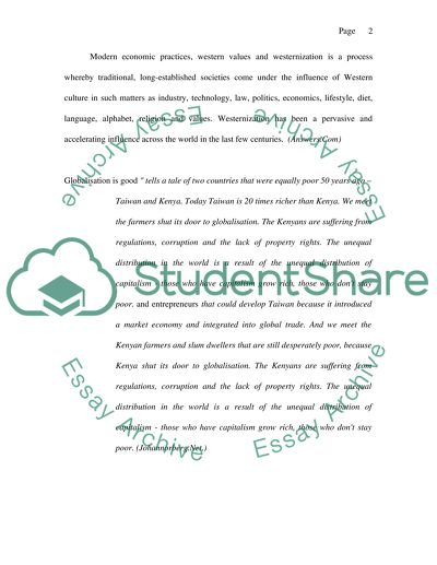 Sociology: Lack Of Western Values And Modern Economic Practices Cause Poverty Of Poorer Countries