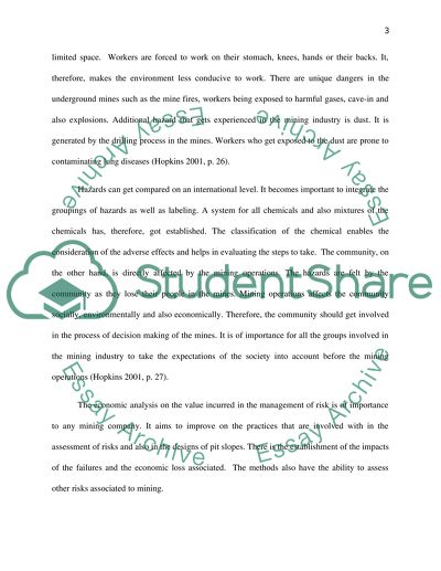 Hazards Associated with the Mining Industry