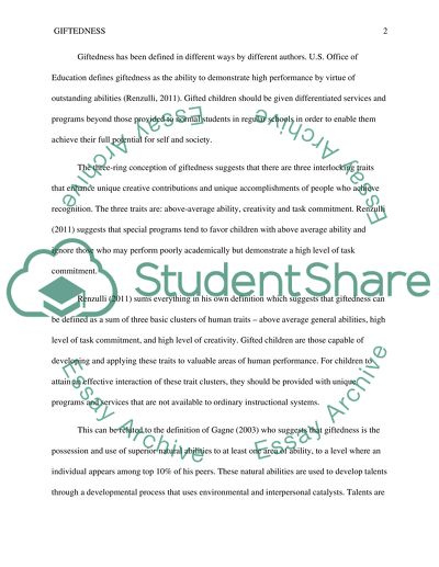 Definitions of Giftedness and Talent