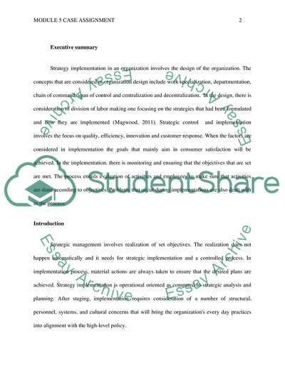 Strategy Implementation in an Organization