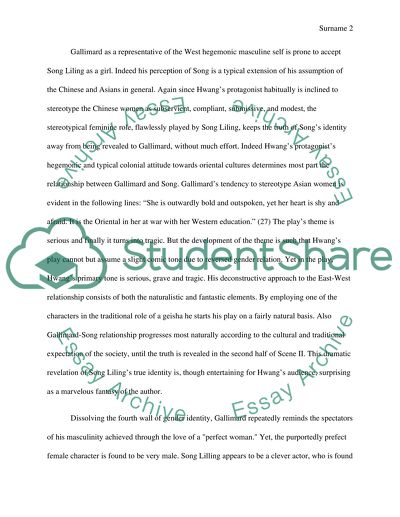 Reading Response to M Butterfly - the Wests Feminization of Asia