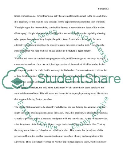 Death Penalty Punishment for Boston Marathon Survivor