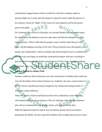 Eminent Domain in Ashbury Park, New Jersey