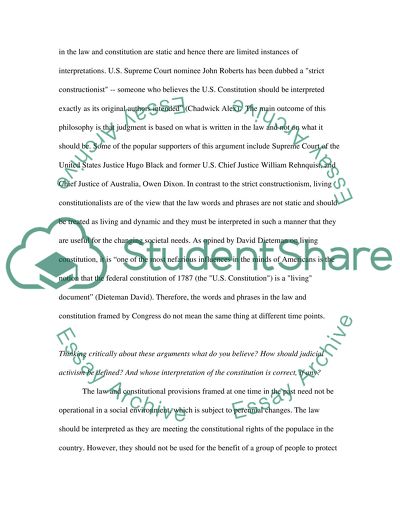 Judicial Activism and Constitutional Interpretation