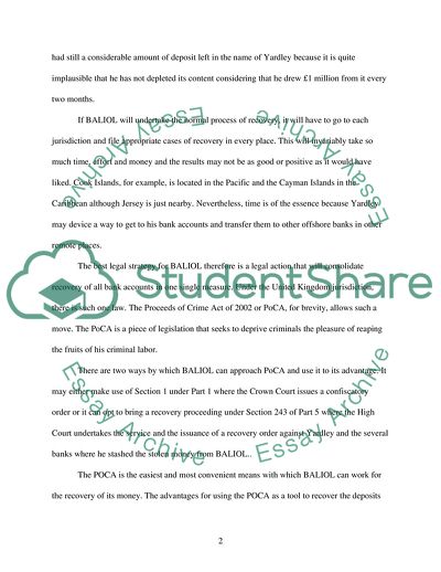 The Bank Transactions of Yardley