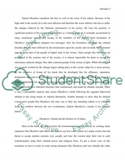 Things fall apart culture essay