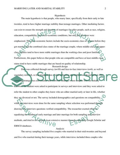Relationship Between Marrying Later and Marital Stability
