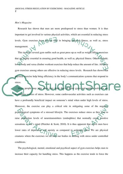 Arousal stress regulation by exercising - magazine article