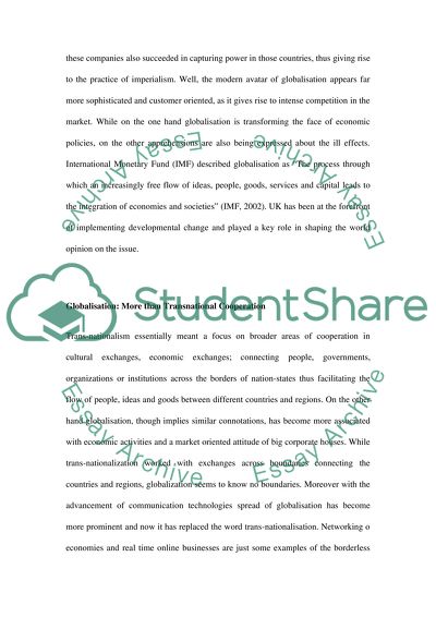Impact of Globalisation on the UK