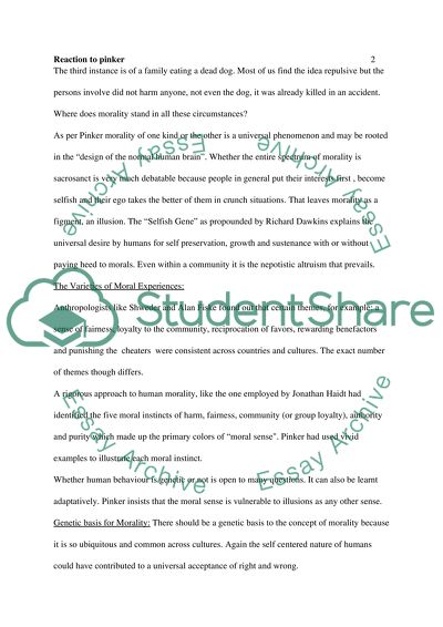 Reaction to The Moral Instinct by Steven Pinker