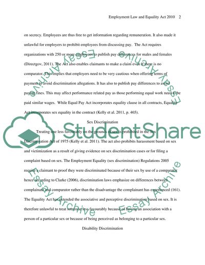 The Changes in Employment Law Introduced by the Equality Act 2010