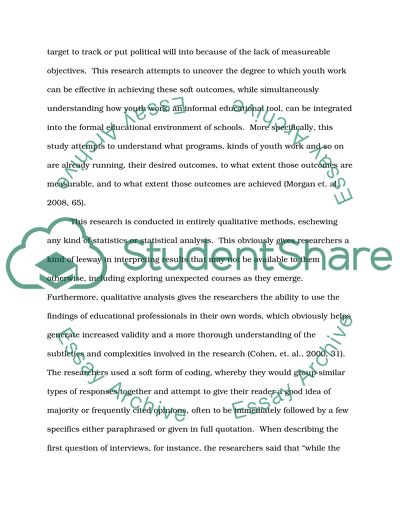 Youth Work in Schools Research Methodology