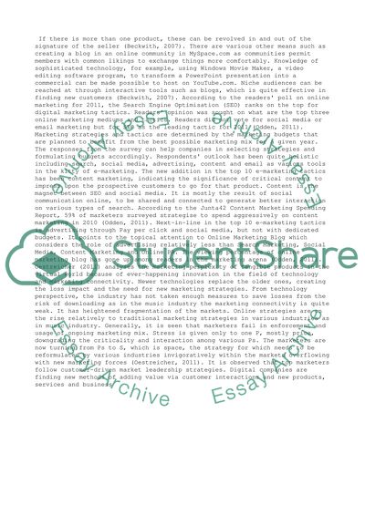 E-Marketing: Methods, Strategies and Tactics