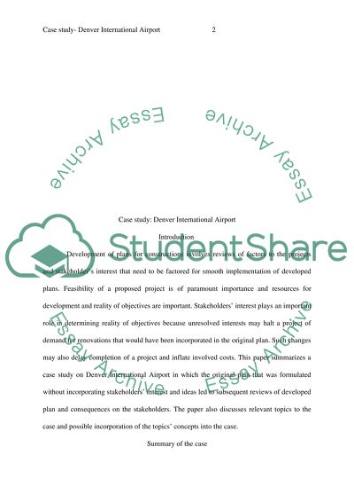 Case Study Denver International Airport (DIA)