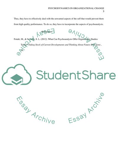 Psychodynamics in Organizational Change