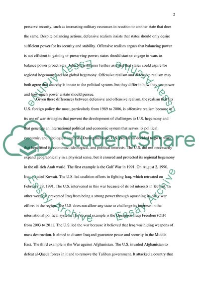 Defensive versus Offensive Realism