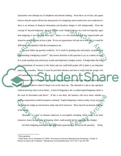 The Importance of Budgeting to Organizations and the Application of Some Budgeting Principles