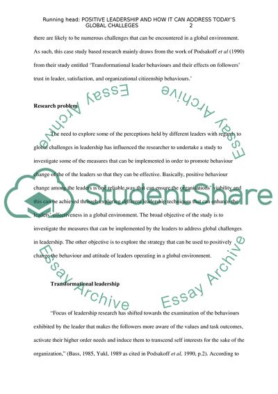 How Positive Leadership Can Be Reinforced in Order to Address Todays Global Challenges