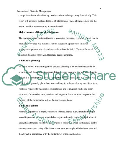 Theories of International Financial Management