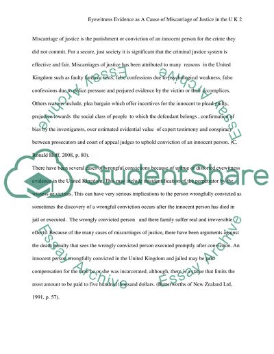 Eyewitness Evidence as a Cause of Miscarriages of Justice in the UK