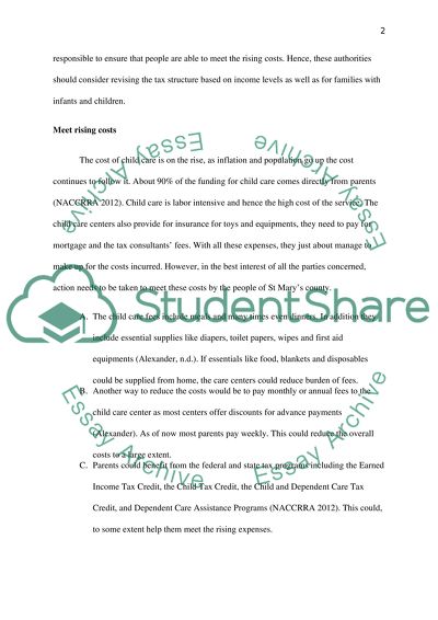 Lowering the Cost of Child Care in St. Marys County