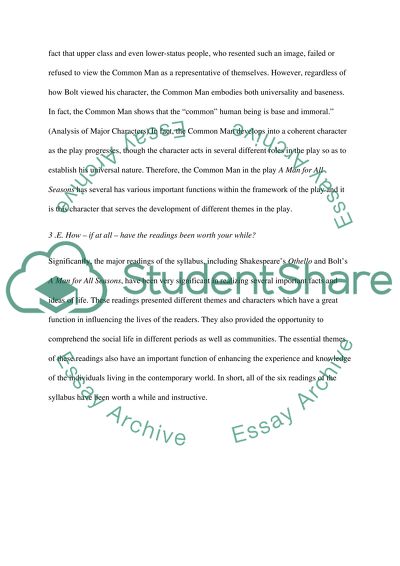 Western literature. Shakespeare and Robert Bolt