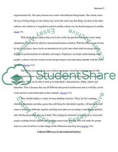 Cross Cultural Management as a Form of a Business Environment