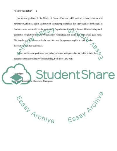 Recommendation Letter