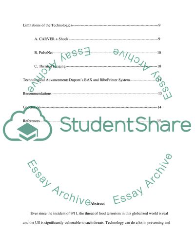 Technology--the solution to prevent terrorism in the US food system