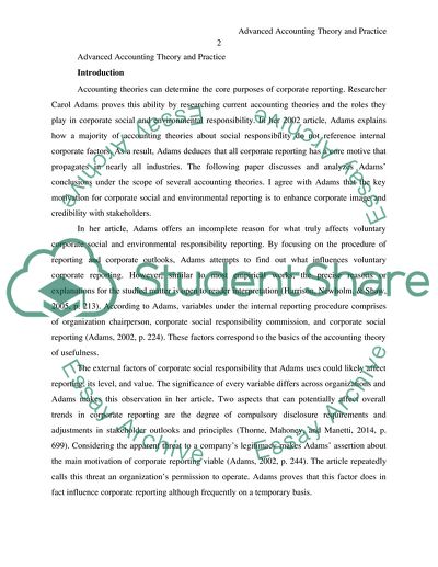 Advanced Accounting Theory and Practice