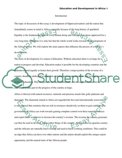 Global Education and Development in Africa