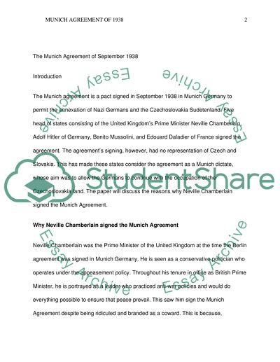 The Munich Agreement of September 1938