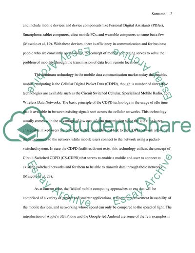 The Current State of the Art in Mobile Computing