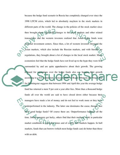 Western Influence on Hedge Fund Investments in Russia