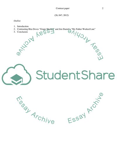 Stress Differences between Rita Doves Grape Sherbet and Jim Daniels My Father Worked Late