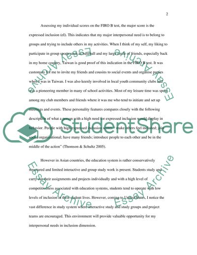 A FIRO-B Self assessment