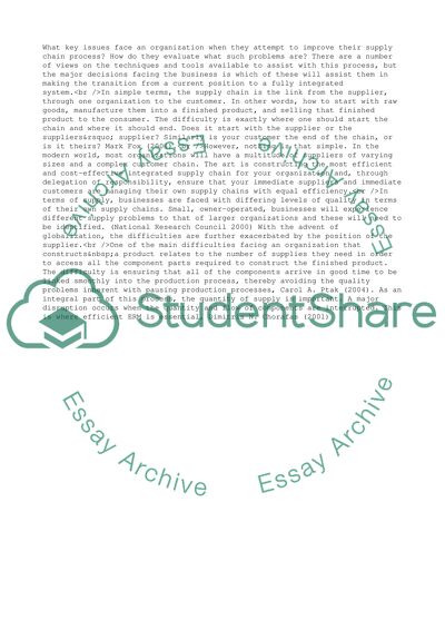 Challenges of Integrated Supply Chain Management