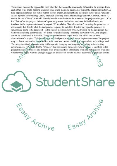 Soft Systems Methodology in Project Quality Management