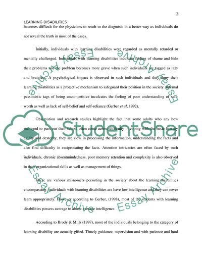 Learning Disabilities in Adult Life