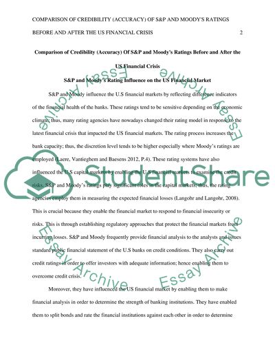 Credibility of S&P and Moodys Ratings Before and After the US Financial Crisis