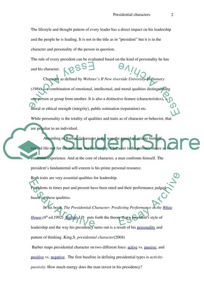 Political Studies: Presidential Characters