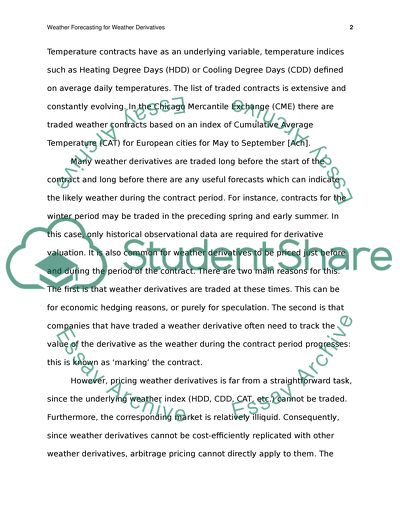 Weather Forecasting for Weather Derivatives