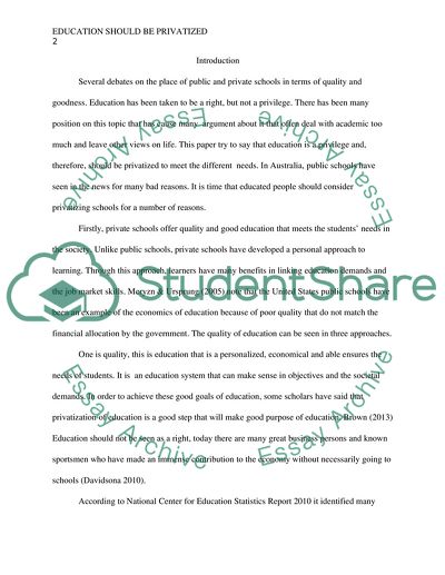 Education Should Be Privatized