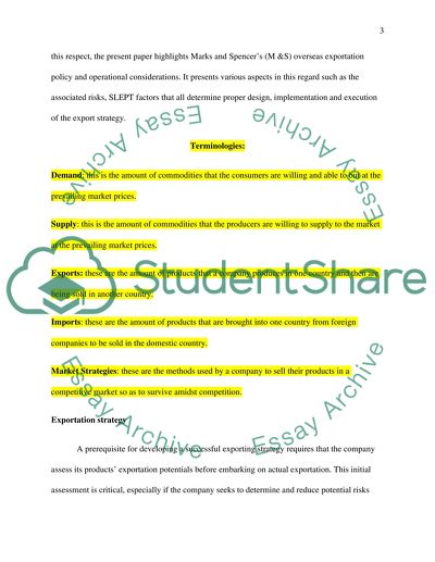 Marketing Export: Marks and Spencer