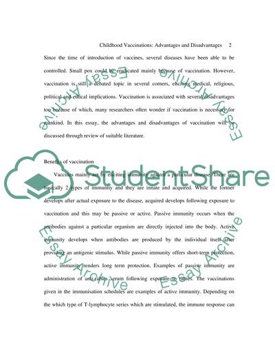 Benefits of Vaccination