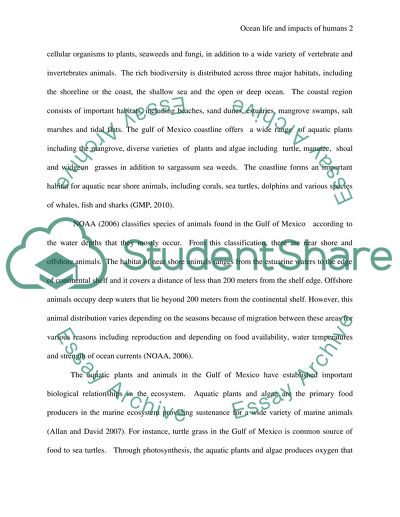 Ocean Life and the Impact Of Humans. An overview of the Gulf of Mexico