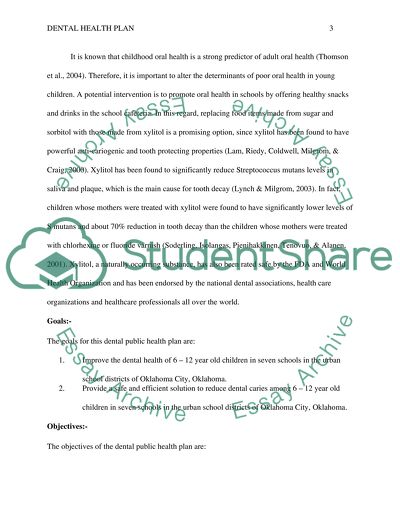 Dental Public Health Prevention Plan