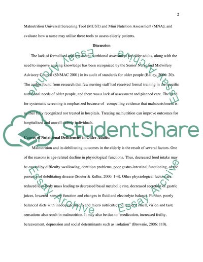 Nutrition assessment in older adults