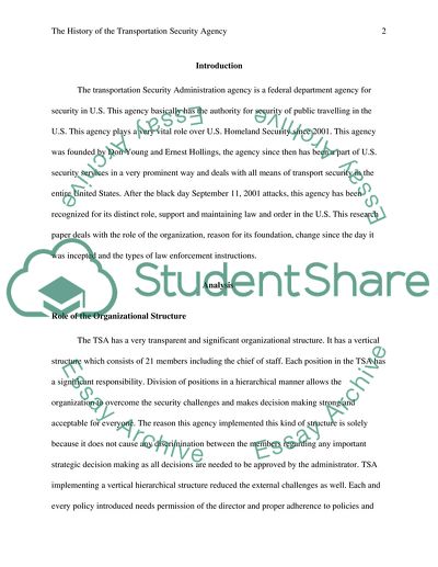 The Transportation Security Administration Agency