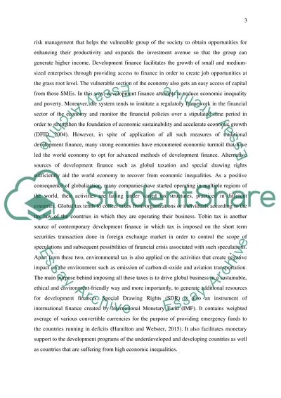 Contemporary Issues in Development Finance